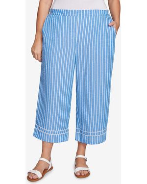 Ruby Rd. Plus Size Yarn Dye Stripe Relaxed Soft Capri Pants - Blue
