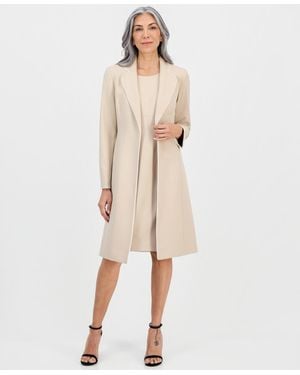 Le Suit Topper Jacket & Round-neck Sheath 2 Piece Dress Suit - Natural
