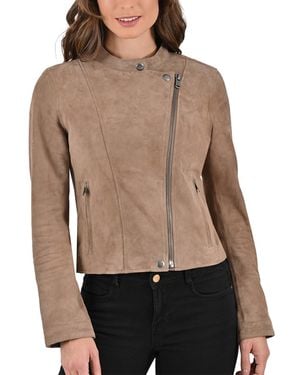 Frye Biker Goat Suede Jacket - Natural