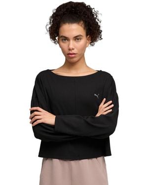PUMA Cloud-spun Rib Slouch Crew Neck T-shirt - Black
