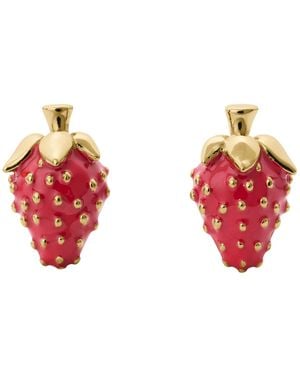 Kate Spade Cubic Zirconia Statement Strawberry Stud Earrings - Red