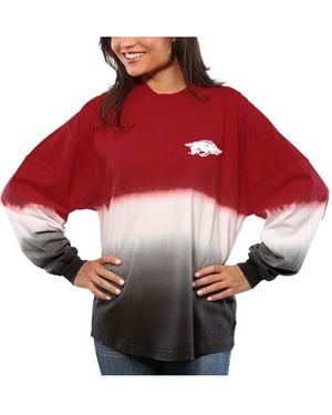 Spirit Jersey Arkansas Razorbacks Ombre Long Sleeve Dip-dyed - Red