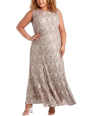 R & M Richards Plus Size Sequin Lace Gown - Multicolor