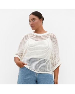 City Chic Plus Size Crochet Knit Resort Top - White