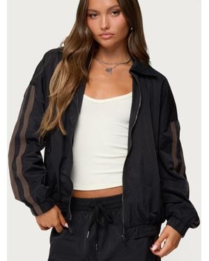 Edikted Kieran Stripey Nylon Track Jacket - Black