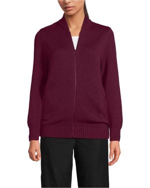 Lands' End Legacy Full Zip Cardigan - Purple