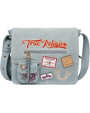 TRUE RELIGION Multi Patch Denim Messenger Bag - Blue