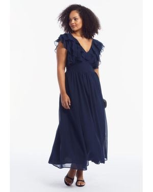 June + Vie June And Vie Ruffled Chiffon Maxi Dress - Blue