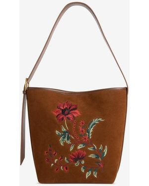 Style & Co. Floral Embroidered Soft Bucket Bag - White