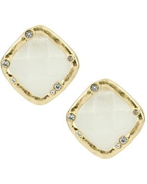 Patricia Nash Semi-precious Stone Button Post Earrings - Metallic