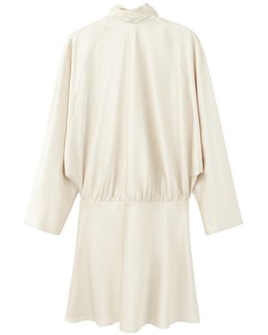 Mango Bow Satin Dress - White