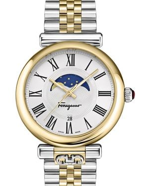 Ferragamo Ora Moonphase Stainless Steel Bracelet Watch 40mm - Metallic