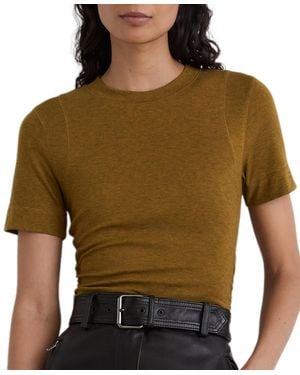 Reiss Dotty Crewneck Short-sleeve Ruched T-shirt - Green