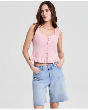 And Now This Pointelle Knit Sleeveless Top - Blue