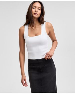 And Now This Scalloped-edge Sweater Tank Top - White
