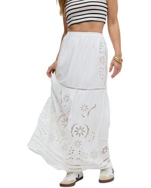 Raffya Georgina Lace Paneled Maxi Skirt - White