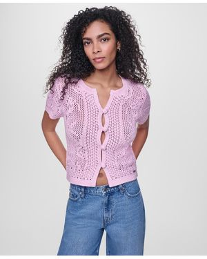 DKNY Short-sleeve Crewneck Cardigan - Multicolor