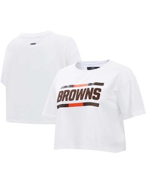Pro Standard Cleveland Browns New Helmet Capsule Cropped T-shirt - White