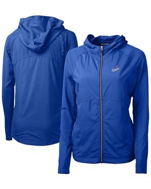 Cutter & Buck Los Angeles Dodgers Adapt Eco Knit Hybrid Full-zip Hoodie - Blue