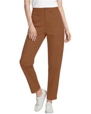 Lands' End Chino High Rise Barrel Leg Utility Ankle Pants - Brown