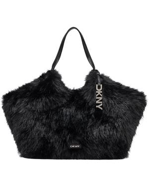 DKNY Paula Faux Fur Laptop-compatible Tote - Black