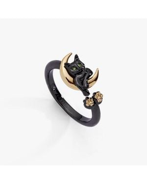 ALEX AND ANI Celestial Cat Open Ring - White