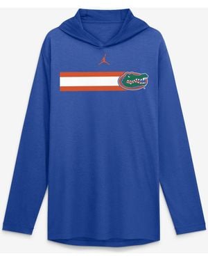 Nike Florida Gators Primetime Pattern Tri-blend Dri-fit Long-sleeves Hooded T-shirt - Blue