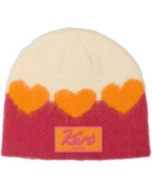 Kurt Geiger Kurt Geiger Heart Jacquard Knit Beanie Hat - Orange
