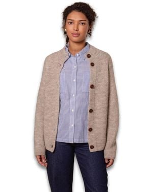 Celtic & Co. British Wool Moss Stitch Cardigan - Purple