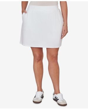 Ruby Rd. Plus Size French Terry Pull-on Skort - White