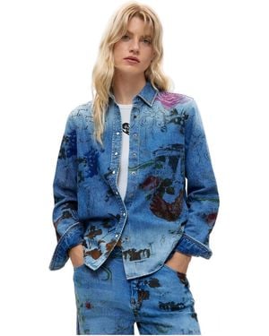 Desigual Printed Denim Shirt - Blue