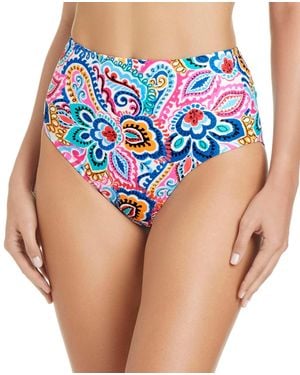 Beyond Control Artistic Paisley High-waist Swim Bottom - Blue