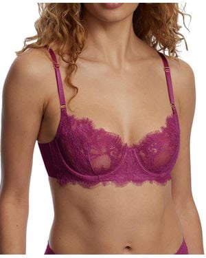 Skarlett Blue Entice Unlined Underwire Lace Balconette Bra - Purple