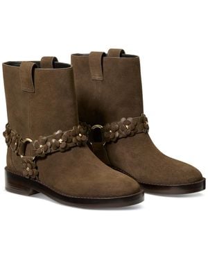 Kate Spade Spade Flower Garden Suede Moto Boots - Brown