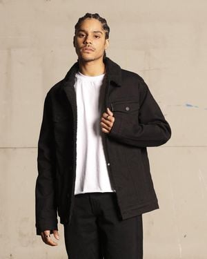 Saint Morta Faux Sherpa Denim Jacket - Black
