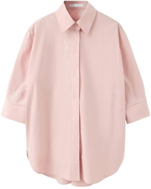 Mango 3/4-sleeve Poplin Shirt - Pink