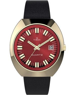 Timex Quartz Q 1972 Reissue Leather Watch 39mm - Black