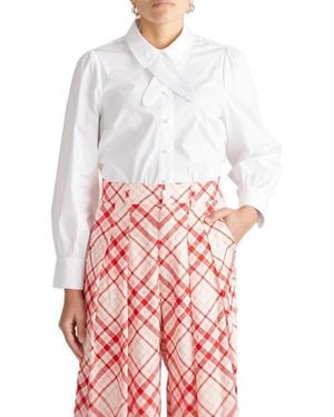 UNIVERSAL STANDARD Plus Size Janet Tie-neck Cotton Poplin Shirt - White