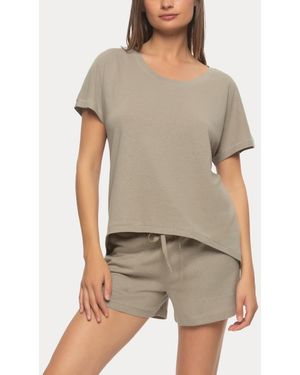 Felina Lauren Linen Jersey Pullover Top And Shorts Sleepwear - Green