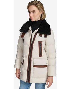 Andrew Marc Black Label Dutton Aviator Mixed Media Puffer - White