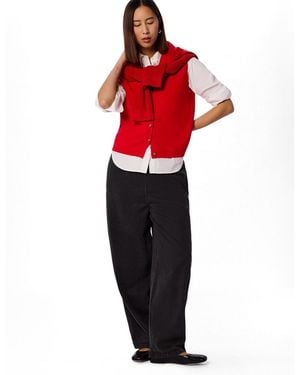 Whistles V-neck Button Front Knit Tank - Red