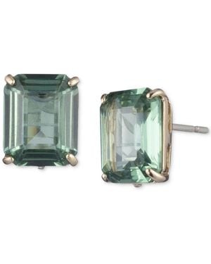 Ralph Lauren Gold-tone Color Crystal Square Stud Earrings - Green