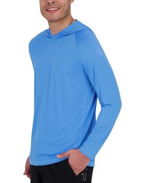 Spyder Long Sleeve Shadow Stripe Rashguard Swim Hoodie - Blue