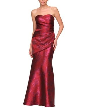 JS Collections Sylvie Floral Mermaid Strapless Gown - Red