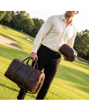 Aaron Leather Goods Epoch Leather Duffle Bag - Black