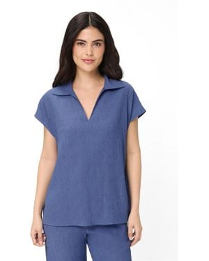 Olsen Soft Crinkle Blouse - Blue