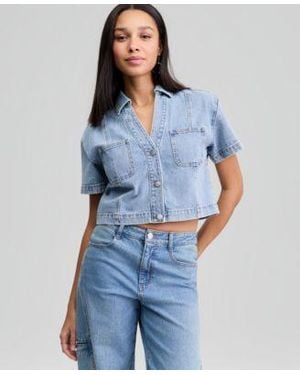 And Now This Now This Patchwork Denim Shirt Macys Exclusive - Blue