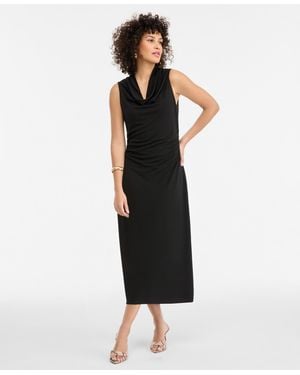INC International Concepts Cowlneck Sleeveless Dress - Black
