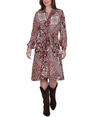 Ruby Rd. Petite Victorian Long-sleeve Floral Midi Dress - Red