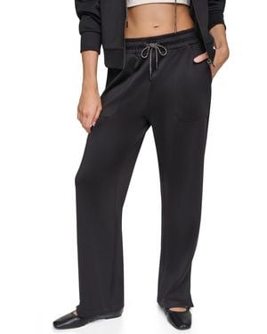 DKNY Pins & Patches Wide-leg Knit Drawstring Pants - Black